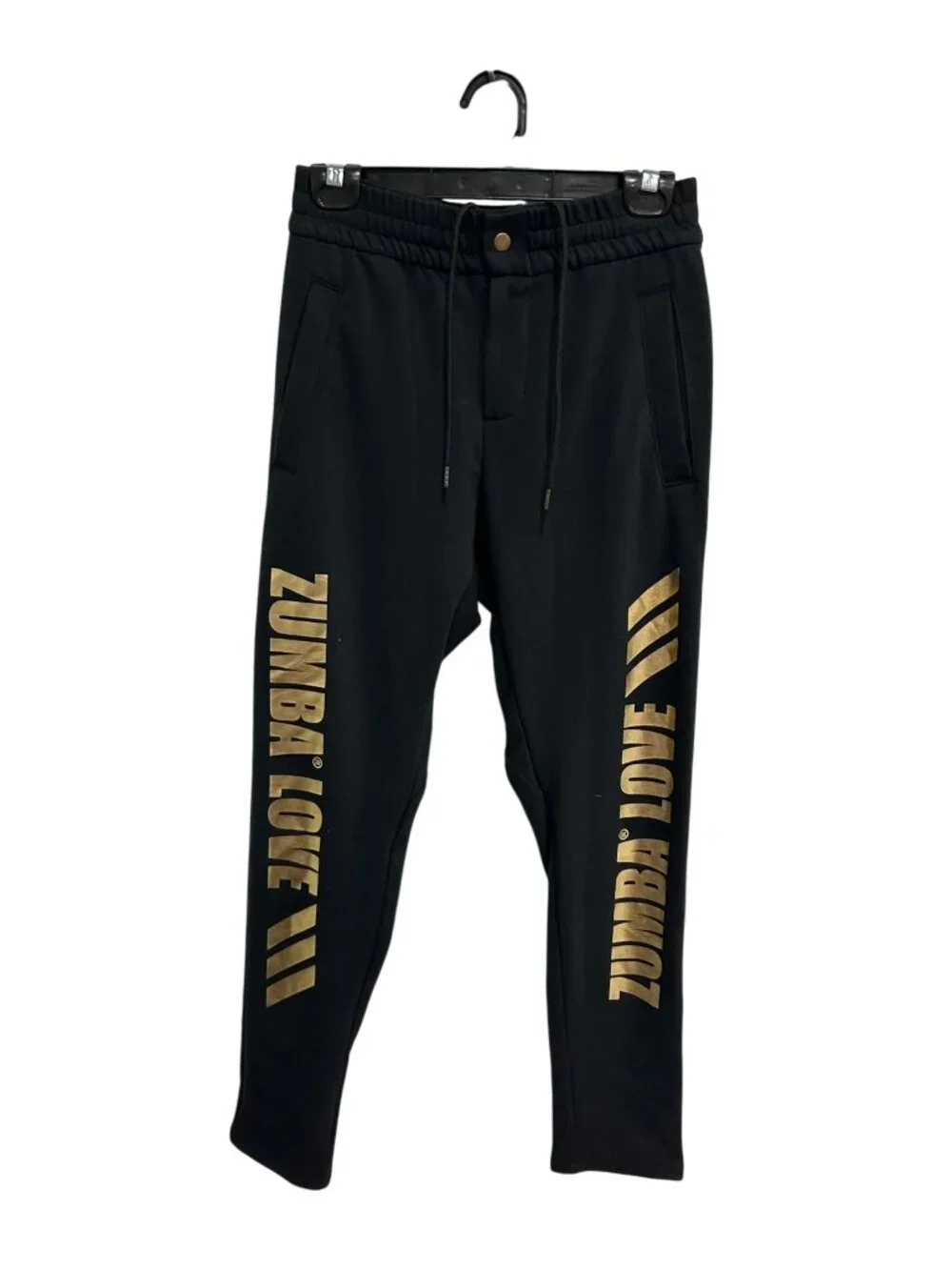 Zumba Wear Small Black Love Sweatpants Logo Drawstring Waist Cozycore Sporty NWT